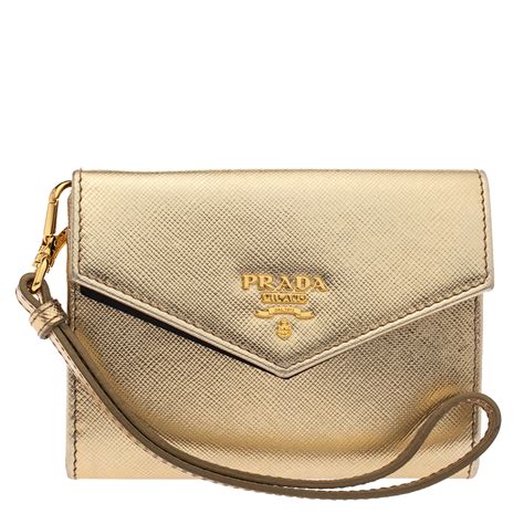 prada gold red wristlet|prada continental wallets for women.